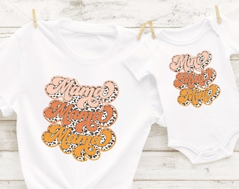 Leopard Mama Mini Shirts, Boho Mommy And Me Matching Shirt, Mama And Mini Outfit Set, Boho Mothers Day Shirts Mama Mini Cheetah Print Tees