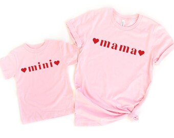 Valentines Day Shirts, Mama & Mini, Mommy And Me, Mother Daughter Valentine's Day Outfits,V-Day Matching T-Shirts,VDAY Gift For Wife New Mom