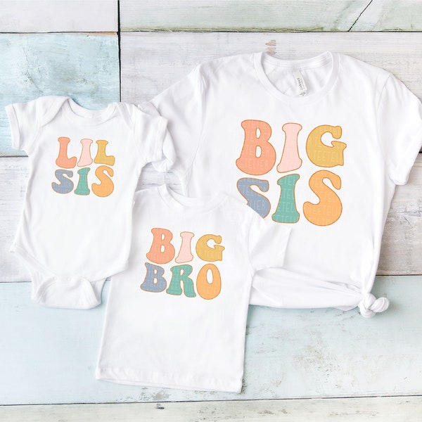 Big Bro Big Sis Lil Sis Lil Bro Sibling Shirts Pregnancy Announcement Shirt Cute Matching Little Brother Big Sister T-Shirt Hospital Outfits