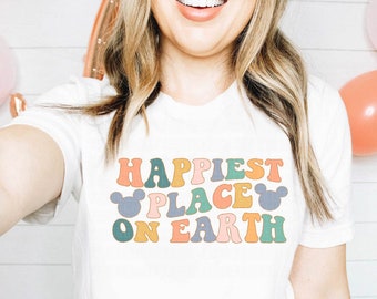 Happiest Place On Earth Shirt Mouse Ears T-Shirt Vacay Shirts Colorful Matching Family Tshirts Retro Vacation Shirts Magic Kids Toddler Baby