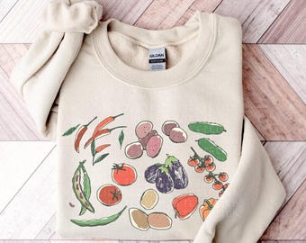 Garden Vegetables Sweatshirt Gift For Gardener Garden Lover Gift Farmer Sweatshirt Farm Life Farm Fresh Vegetables Vegan Gift For Her