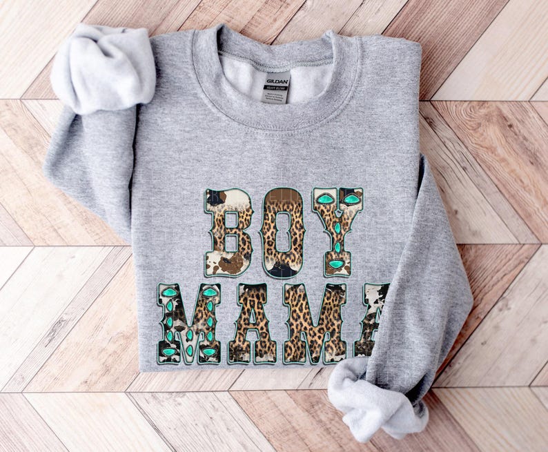 Boy Mama Sweatshirt Mama Shirt Western Mama Crewneck Cowhide Shirt Mothers Day Gift For Mom Outfit Mama Loungewear Announcement Sweatshirts image 2