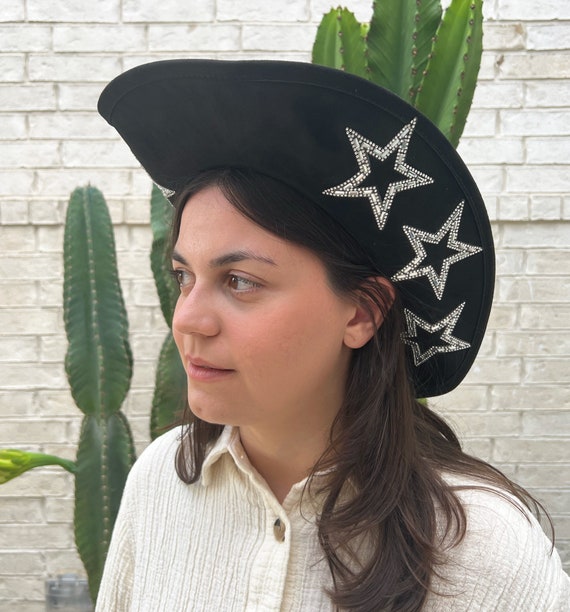 Buy Cowgirl Hat Black Star Embellished Studded Rhinestone  display picture 1
