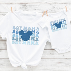 Boy Mama T-Shirt Mama's Boy Shirt Mom Of Boys T-Shirt Mouse Ears Shirt Retro Groovy Magical Tees Mommy and Me Shirt Cute Gift For Boy Mamas