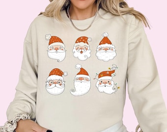 Christmas Sweatshirt Santa Sweatshirt Cute Santa Claus Xmas Crewneck Holiday Apparel For Women Festive Outfit Women's Christmas Gift For Her