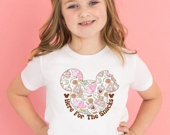 Here For The Snacks Shirt Magic Kingdom Shirt Happiest Place Shirt Family Vacation Funny Graphic Tee Colorful Mouse Ears Kids Shirt Toddler