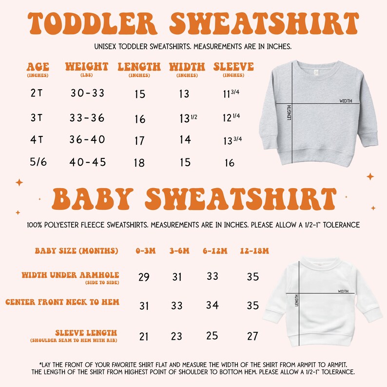 a baby sweater with measurements for a toddler sweater