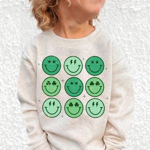 St Patricks Sweatshirt For Kids St. Patrick's Day Sweatshirt Toddler Retro Cute St Paddys Gift Retro Sweatshirt Groovy Happy Face Shirt Baby