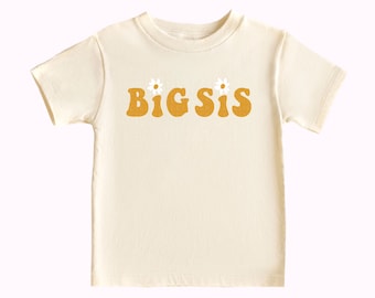 Big Sis Shirt Retro Daisy Sister TShirt Trendy Big Sister T-shirts New Sister Baby Announcement Groovy Sis Shirt For Girls Pregnancy Reveal