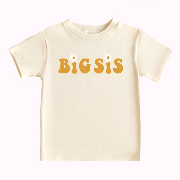 Big Sis Shirt Retro Daisy Sister TShirt Trendy Big Sister T-shirts New Sister Baby Announcement Groovy Sis Shirt For Girls Pregnancy Reveal