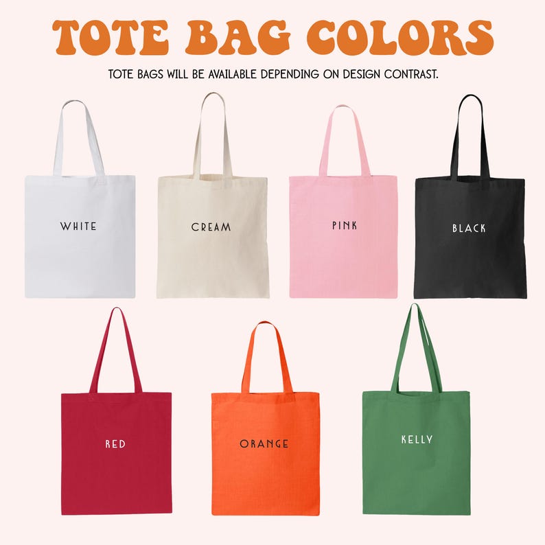 a group of tote bags with the words tote bag colors