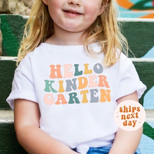 Camiseta de bienvenida al jardín de infancia, camisetas para la vuelta al cole, camiseta para maestra de jardín de infancia, camiseta de agradecimiento a la maestra, primer día de clase, conjunto para el primer día