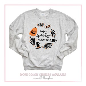 One Spooky Mama Sweatshirt, Halloween Mom Crewneck Sweater, Witch Pumpkin Long Sleeve Halloween Pullover, Cute Spooky Shirt, Plus Size