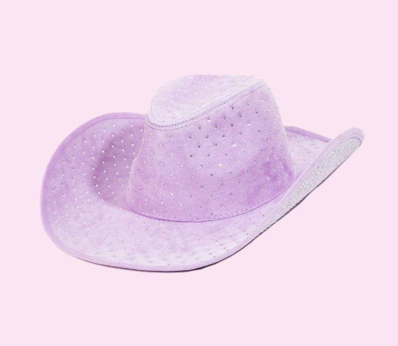 Cowgirl Hat Lilac Embellished Studded Rhinestone Cowboy Hat Nashville Bachelorette Hat Bach Party Bride Concert Outfit Gift image 2