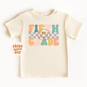 Retro Back To School Shirt For Kids 5th Grade Shirts For Boys Tee Girls Fifth Grade T-shirt First Day Of School Shirts Teacher Gift