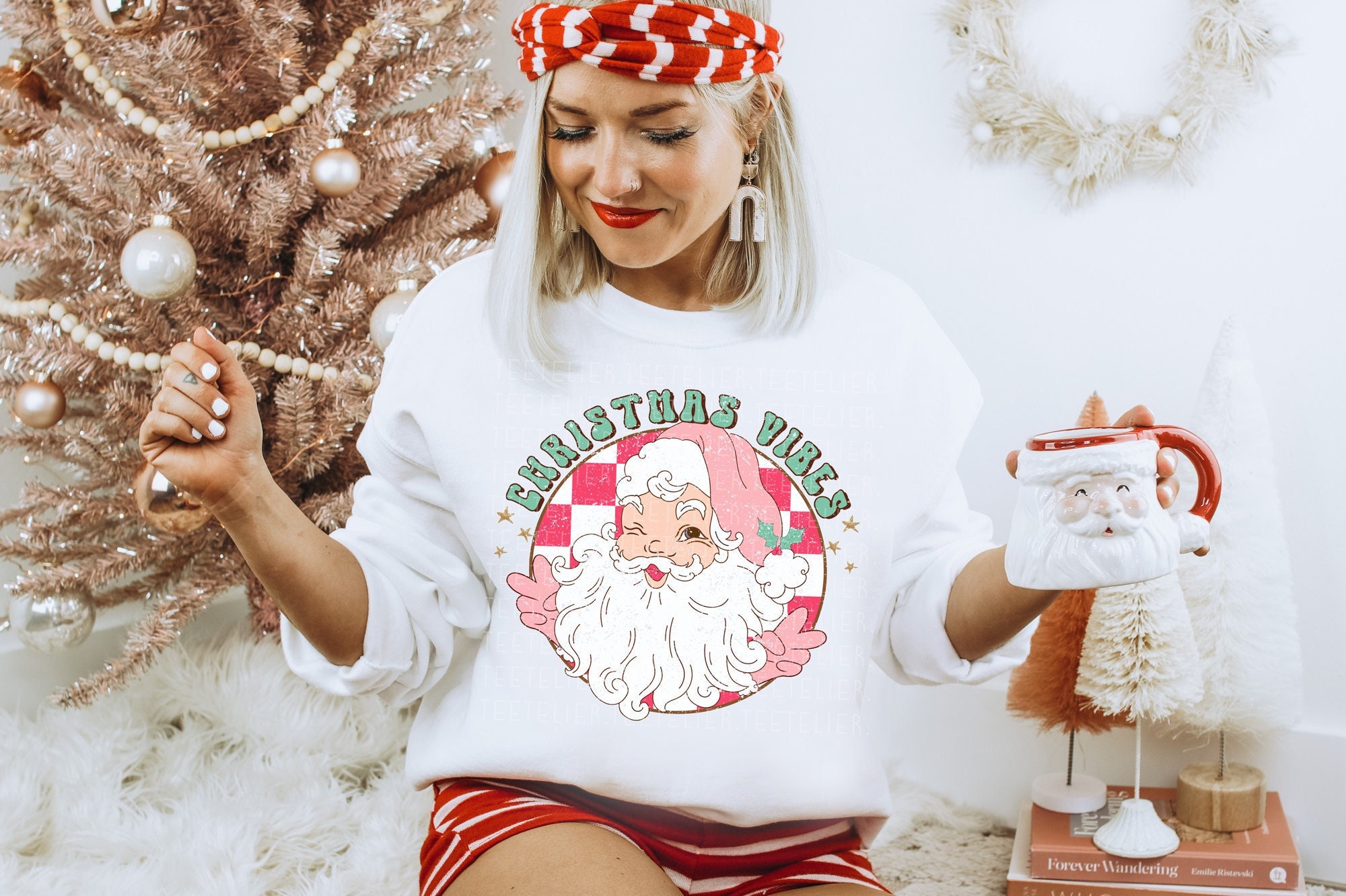 Christmas Sweatshirts for Women Christmas Vibes Groovy Santa - Etsy