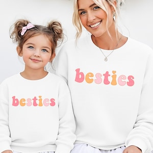 Besties Sweatshirt Mama and Mini Matching Sweatshirts Bestie Love Heart Mommy And Me Daughter Valentines Sweatshirt Kids Sweatshirt Toddler image 1