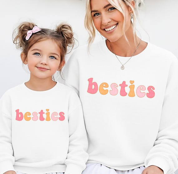 Besties Sweatshirt Mama and Mini Matching Sweatshirts Bestie Love Heart Mommy And Me Daughter Valentines Sweatshirt Kids Sweatshirt Toddler