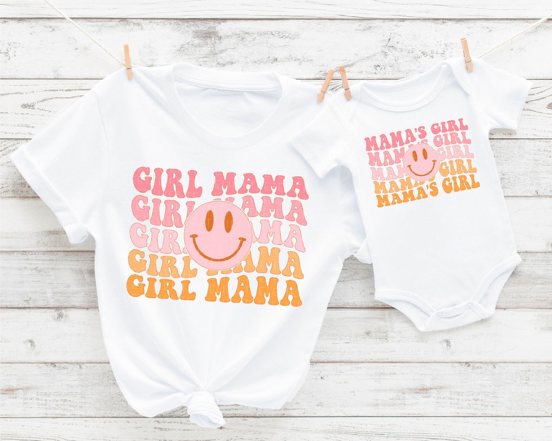 Girl Mama Shirt, Mamas Girl T-shirt, Matching Mommy and Me Shirt, Retro T-shirts, Mama and Mini Set, Mom of Girls, First Mothers... 