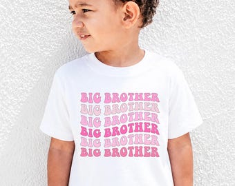 Big Brother Shirt Toddler Tee Boys Sibling Tee Kids Shirt Cute Matching Retro Big Brother Tee Sister Reveal Pregnancy Announcement Shirt