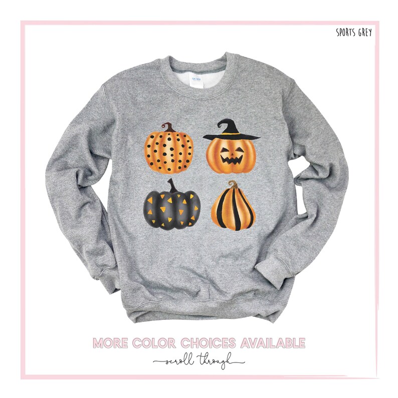 Halloween Sweatshirt Halloween Pumpkins Jack o Lantern Shirt Witch Pumpkin Sweatshirt Halloween Pullover Cute Spooky Crewneck Plus Size image 2