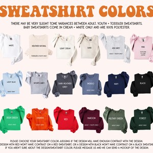 a variety of colorful sweatshirt designs, including white, light blue, light green, sand, ash grey, pink, and other colors.