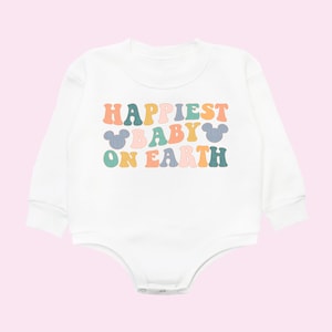 Happiest Baby On Earth Sweatshirt Fleece Bubble Romper Mouse Ears Sweatshirt Retro Magical Baby Sweatshirt Cute Baby Outfits Happiest Place