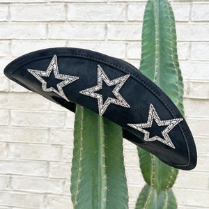 Cowgirl Hat Black Star Embellished Studded Rhinestone Star Cowboy Hat Nashville Bachelorette Hat Bach Party Bride Concert Outfit Cute Gifts