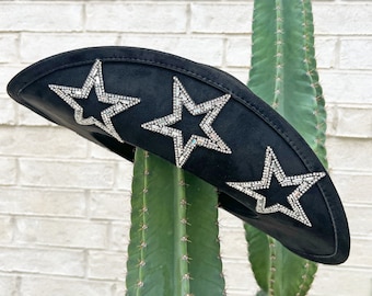 Cowgirl Hat Black Star Embellished Studded Rhinestone Star Cowboy Hat Nashville Bachelorette Hat Bach Party Bride Concert Outfit Cute Gifts