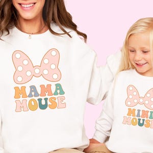 Mama Mouse Sweatshirt Mini Mouse Sweatshirt Happiest Place Matching Magic Mouse Ears Mommy and Me Shirts Family Trip Cute Mom Daughter Shirt
