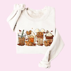 Fall Coffee Sweatshirt Mouse Ears Coffee Lover Shirt Pumpkin Spice Latte Drink Cup Cute Halloween Fall Shirt PSL Lover Gift Halloween Shirt image 5