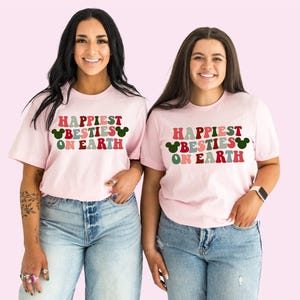 Happiest Besties On Earth Shirt Christmas Shirt Magical Mouse Ears Shirt Retro Xmas Gift Festive Matching BFF Shirts Kids TEE Toddler Baby