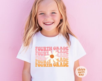 Fourth Grade Shirt Girls Back To School Shirt Daisy 4th Grade First Day Of School Tee Hello Fourth Grade Kids T-shirt Gift Teacher Outfit