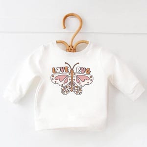 Valentine Sweatshirt Love Bug Butterfly Valentines Sweatshirt for Kids Sweatshirt Toddler Cute Crewneck Pullover VDay Sweatshirt Valentine's