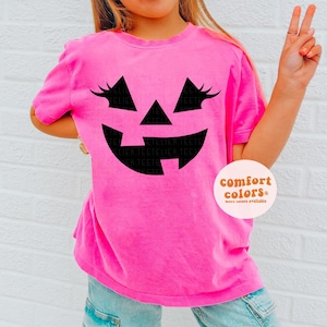 Pumpkin Shirt Kids Halloween Shirt Jack o Lantern Shirt Lashes Girls Shirt Cute Halloween T Shirt Jack&#39;o Lantern Tee Spooky Comfort Colors®