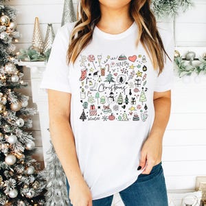 Christmas Shirts, Christmas Little Things, Doodles, XMAS Favorites Christmas Trees,Holiday T-Shirt For Women,Kids Toddler Baby Matching Gift