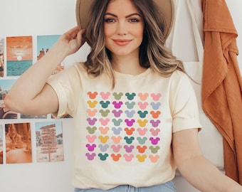 Camiseta con orejas de ratón, Camisetas del lugar más feliz del mundo, Camiseta colorida y moderna de WDW Magic Kingdom para niños pequeños y bebés, Camisetas familiares a juego estilo retro de vacaciones