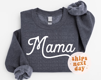 Mama Sweatshirt Retro Mama Shirt Boho Mama Crewneck Pullover New Mom Gifts Mama Outfit Pregnancy Announcement Shirt Christmas Gift For Mom