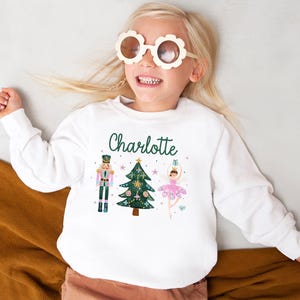 Christmas Sweatshirt Custom Name Sweatshirt Personalized For Kids Groovy Nutcracker Sweatshirt Sugar Plum Fairy Xmas For Girls Gifts image 3