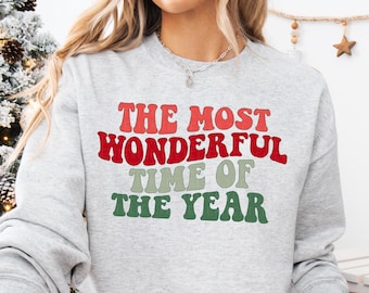 Christmas Sweatshirt The Most Wonderful Time Of The Year Shirt Holiday Sweater Womens Christmas Retro Holiday Crewneck Matching Kids Toddler