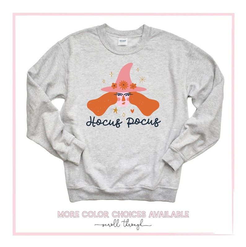 Halloween Sweatshirt, Hocus Pocus Sweater, Witch Witches Long Sleeve Halloween Pullover, Cute Spooky Crewneck Sweater, Plus Size Bild 2