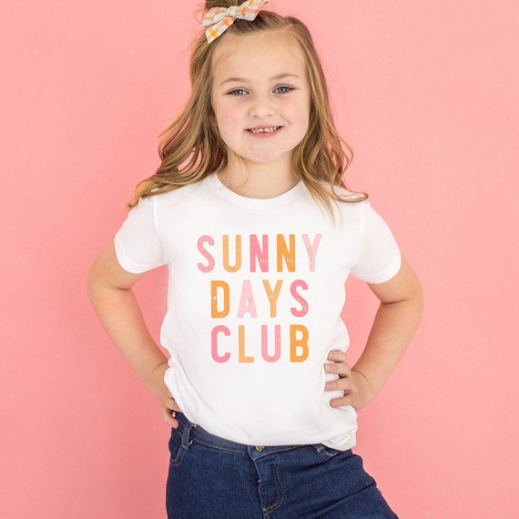 Sunny Days Club Shirt Cute Toddler Summer TEE Shirts First Beach Vacation Retro Summer Baby Bodysuit Vacay Shirt Beach Babe Kids Beach Tee
