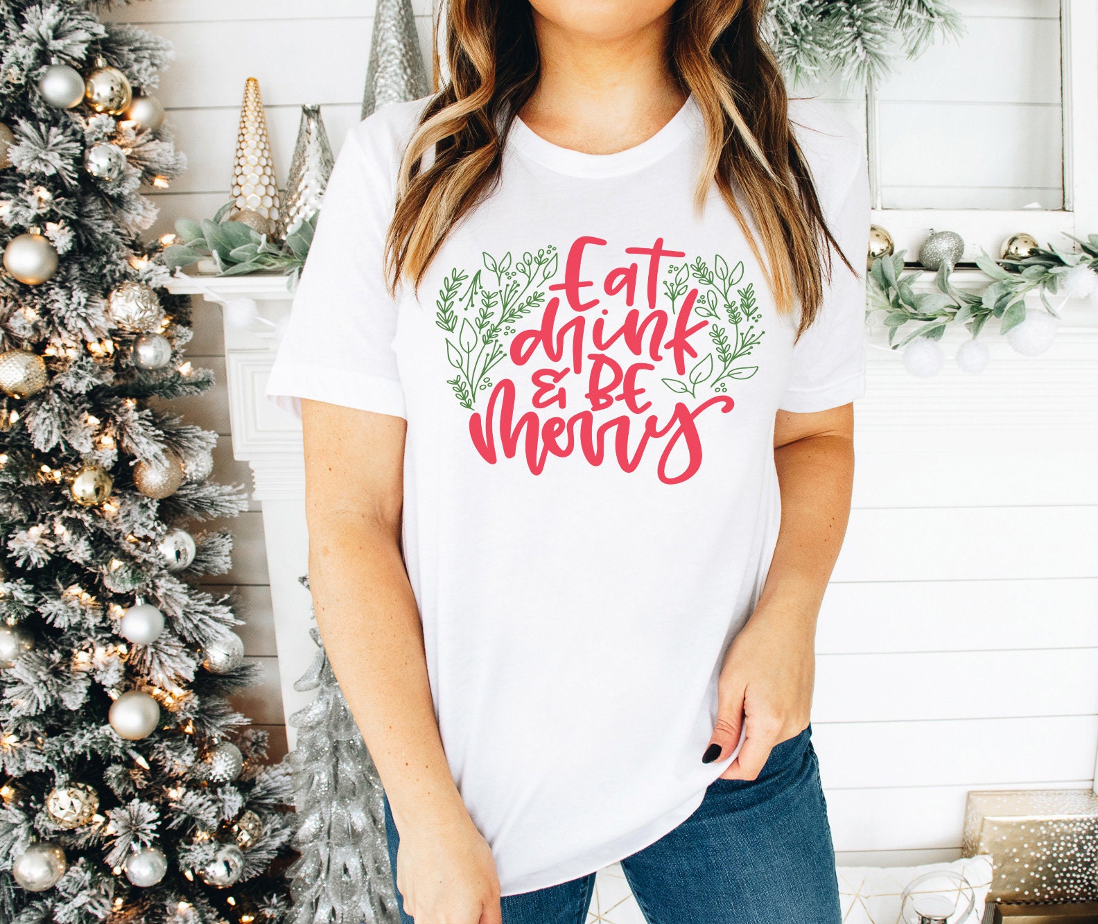 Eat Drink and Be Merry Shirt Cute Christmas Tshirt Festive - Etsy Norway