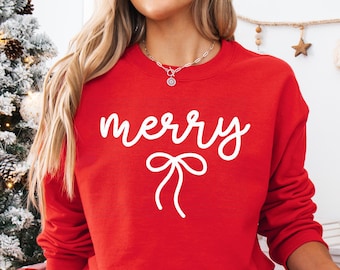 Christmas Sweatshirt Women's Christmas Sweater Merry Sweatshirt Christmas Crewneck Holiday Sweaters Winter Matching Kids Sweatshirt Toddler