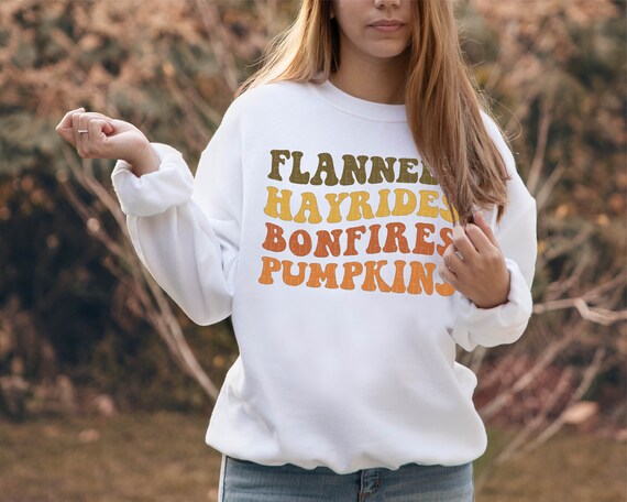 Fall Sweatshirt Flannels Hayrides Bonfires Pumpkins Sweatshirt Autumn Fall Pullover Sweaters for Women thanksgiving Mom Crewneck Sweater Etsy