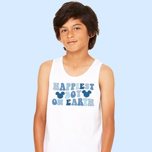 Happiest Boy On Earth Tank Top Happiest Place Tank WDW Magical Tank Groovy Kids Toddler Matching Family Vacation Shirts Best Day Ever Tank