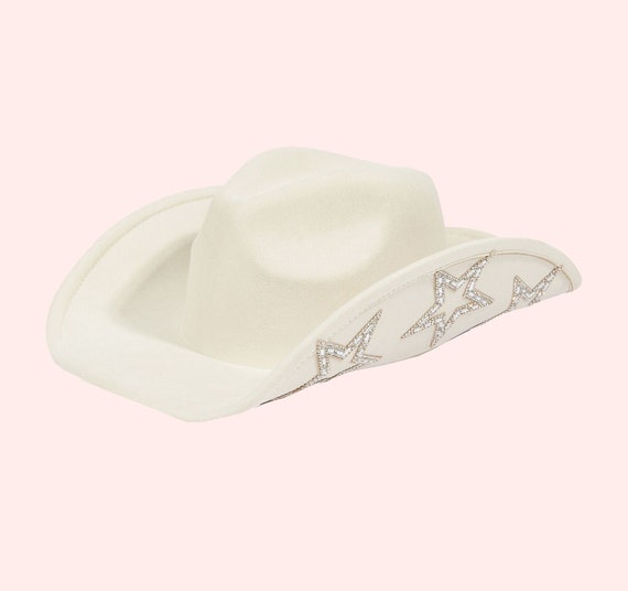 Cowgirl Hat Ivory Star Embellished Studded Rhinestone Star  display picture 2