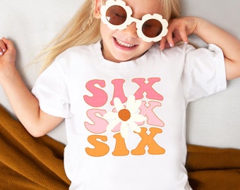 6th Birthday Shirt Daisy Groovy Six Shirt Sixth Birthday Party Shirt Groovy Birthday Outfit Girls 6th Bday Tee Bday Outfits Birthday Gift