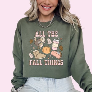 Thanksgiving Sweatshirt Fall Sweatshirt Women&#39;s Thanksgiving Shirt Fall Favorites Groovy Turkey Shirt Pumpkin Cozy Season Shirt Plus Sizes