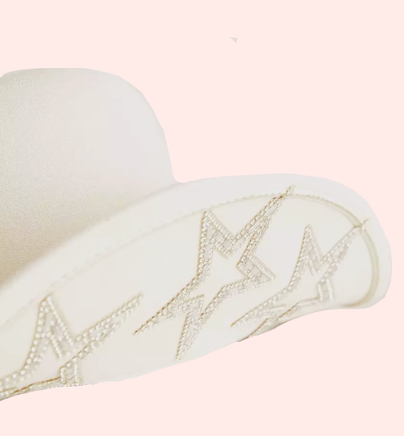 Cowgirl Hat Ivory Star Embellished Studded Rhinestone Star  display picture 3